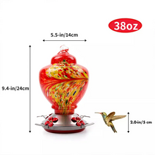 Load image into Gallery viewer, Hand Blown Glass Hummingbird Feeder - 38 Ounces