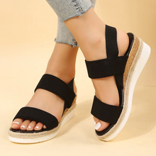 Load image into Gallery viewer, Stretch Peep Toe Casual Side Hollow Slope Bottom Sandals
