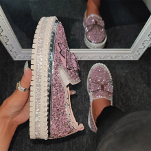 Load image into Gallery viewer, 👡Women Shining Rhinestone Slip-on Loafers with Cute Bowknot
