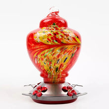Load image into Gallery viewer, Hand Blown Glass Hummingbird Feeder - 38 Ounces
