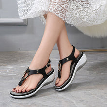 Load image into Gallery viewer, Ladies Rubber Sole Casual Wedge Sandals
