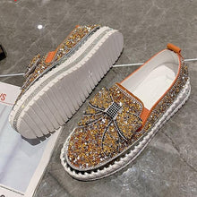 Load image into Gallery viewer, 👡Women Shining Rhinestone Slip-on Loafers with Cute Bowknot
