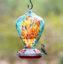 Load image into Gallery viewer, Hand Blown Glass Hummingbird Feeder - 34 Ounces
